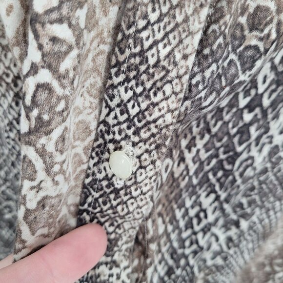 Lauren Ralph Lauren Womens 3X cream brown snake croc print button up blouse - Picture 6 of 8